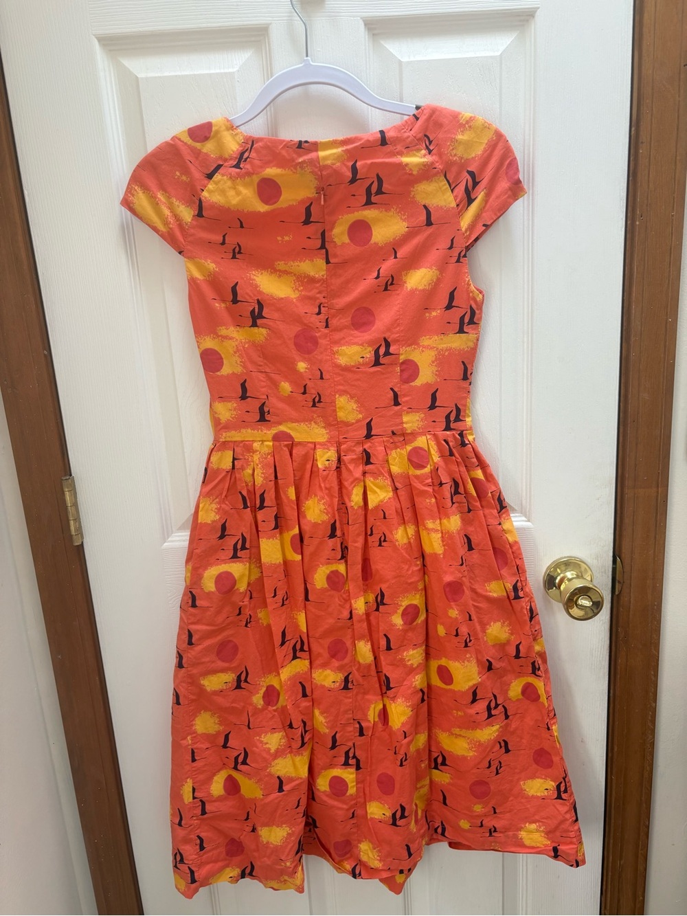 emilyandfin Coral Asymmetrical Women's Dress with Yellow Print - Picture 5 of 6